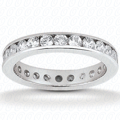 Eternity style wedding band with channel set round diamonds