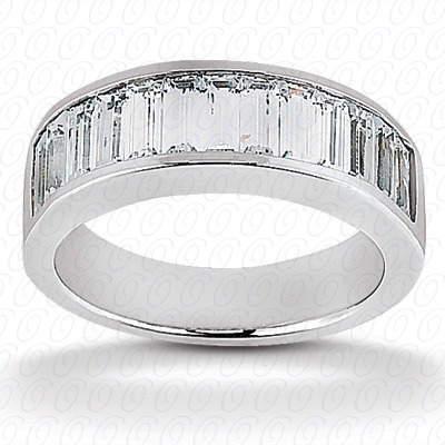 Channel set wedding band with baguette cut diamonds